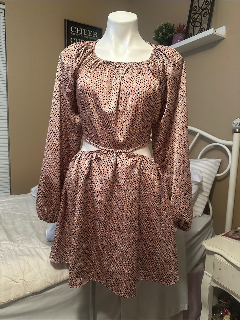 Lush Blush Pink Long-Sleeve Cutout Mini Dress